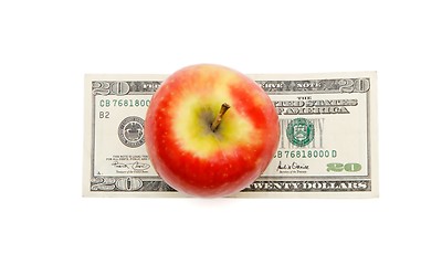 Image showing Apple on twenty dollar bill isolated