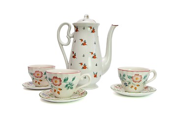 Image showing Elegant white tea service isolated 