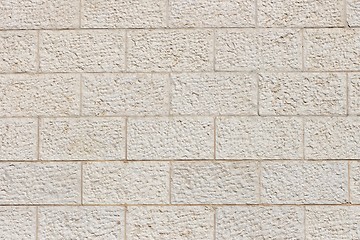 Image showing Gray stone wall of rough blocks texture