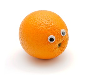 Image showing Funny orange fruit with eyes isolated