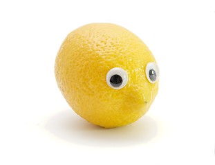 Image showing Funny lemon fruit with eyes  isolated