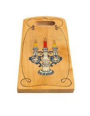 Image showing Wooden cutting board painted with candlestick isolated