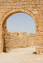 Image showing Ancient stone arch and wall