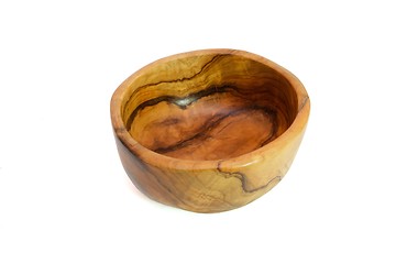 Image showing Handmade wooden bowl isolated 