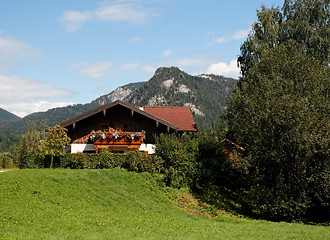 Image showing Alpine landscape with chalet in Austria
