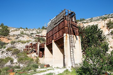 Image showing Old abandoned stone quarry machinery