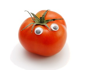 Image showing Funny red tomato with eyes isolated