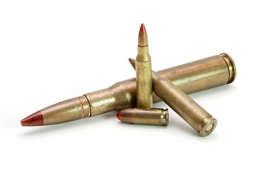 Image showing Pile of tracer cartridges of various calibers isolated