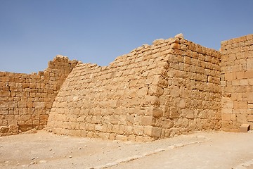 Image showing Ruins of the curved wall of ancient fortress