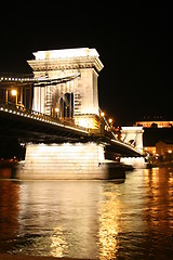 Image showing Chain bridge at night - Budapest, Hungary