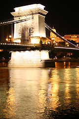 Image showing Chain bridge at night - Budapest, Hungary