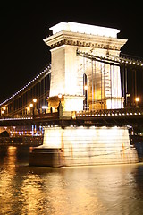 Image showing Chain bridge at night - Budapest, Hungary