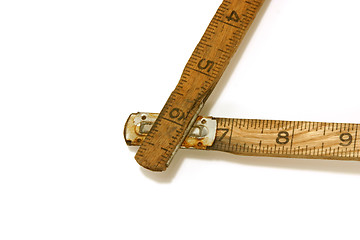 Image showing Close up on an Old Measuring Tape / Ruler Corner