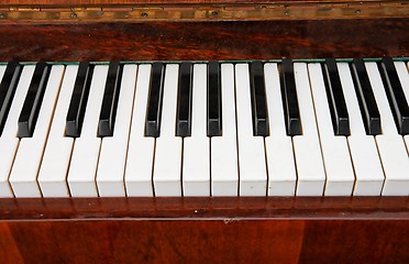 Image showing Black and white keys of old piano closeup