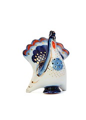 Image showing Porcelain souvenir hen saltcellar isolated