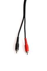Image showing Red and black headphone plug isolated 