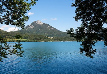 Image showing Alpine lake and mountain