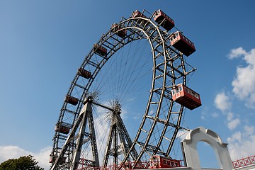 Image showing Big ferris or observation, wheel in amusement park 