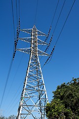 Image showing Steel support of overhead power transmission line
