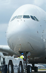 Image showing Close-up of large wide-body airplane