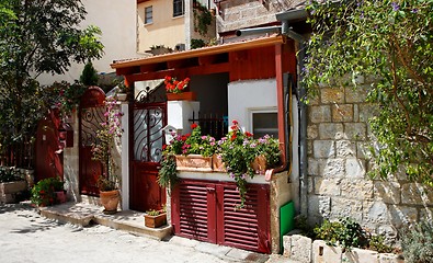 Image showing Tiny veranda or porch at house entrance 