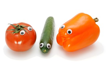 Image showing Funny tomato, cucumber and bellpepper isolated