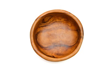 Image showing Wooden bowl top view isolated