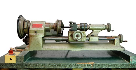 Image showing Small metal lathe isolated 