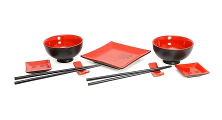 Image showing Sushi service for two isolated