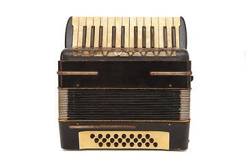 Image showing Vintage brown 1930s accordion isolated on white background