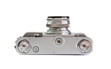 Image showing Vintage 35mm film rangefinder camera  underside view isolated