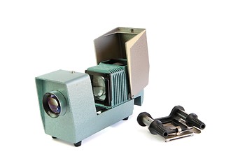 Image showing Vintage side projector with film holder isolated