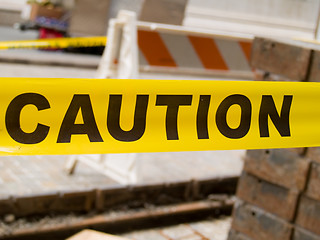 Image showing Caution - Yellow tape