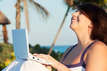 Image showing lovely woman with laptop computer