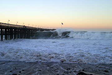 Image showing Ocean Wave Storm Pier