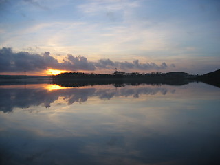 Image showing Mystic sunset over still water