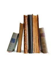 Image showing Stack of old books standing isolated 