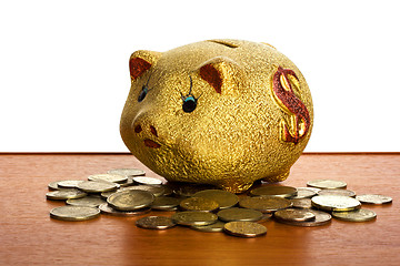 Image showing Money-box on the table with white background