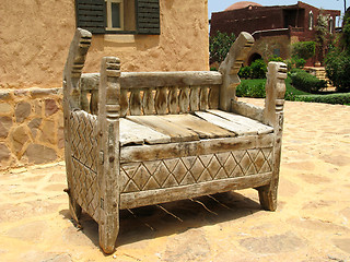 Image showing Oriental wooden bench