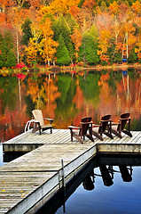 Image showing Wooden dock on autumn lake