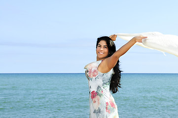 Image showing Beautiful young woman at beach