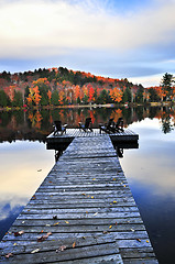 Image showing Wooden dock on autumn lake