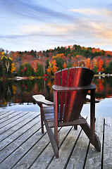 Image showing Wooden dock on autumn lake