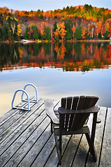 Image showing Wooden dock on autumn lake