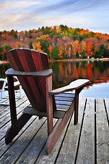 Image showing Wooden dock on autumn lake