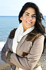 Image showing Beautiful young woman at beach