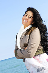 Image showing Beautiful young woman at beach