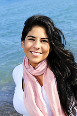 Image showing Beautiful young woman at beach