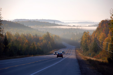 Image showing An autumn's landscape with fog