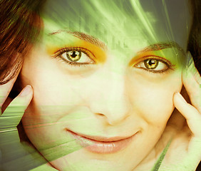 Image showing Woman with green eyes